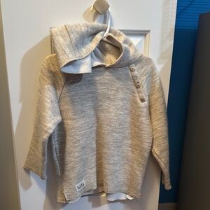 Cozy Beige Knit Hoodie with Button Detail